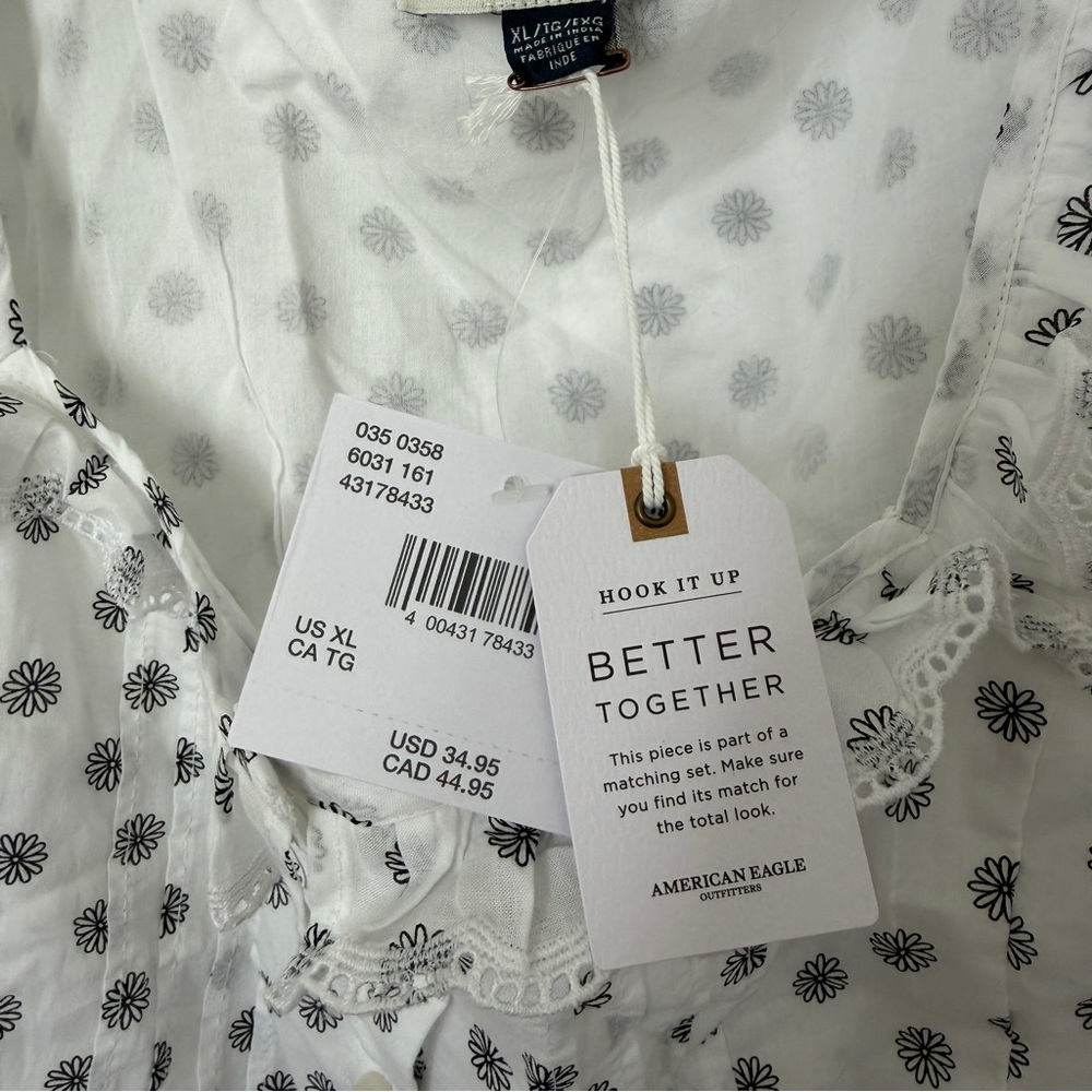American Eagle White Ruffle Tank Top with Floral Pattern - Picture 5 of 5